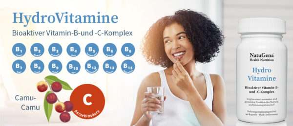 NatuGena Hydro Vitamine Vitamin B und C Komplex 90 Kapseln vegan – Bild 3
