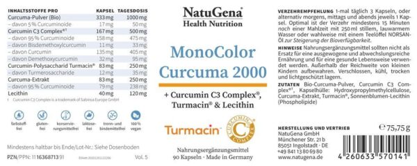 NatuGena MonoColor Curcuma 2000 90 Kapseln – Bild 2