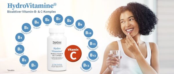 NatuGena Hydro Vitamine Vitamin B und C Komplex 90 Kapseln vegan – Bild 2