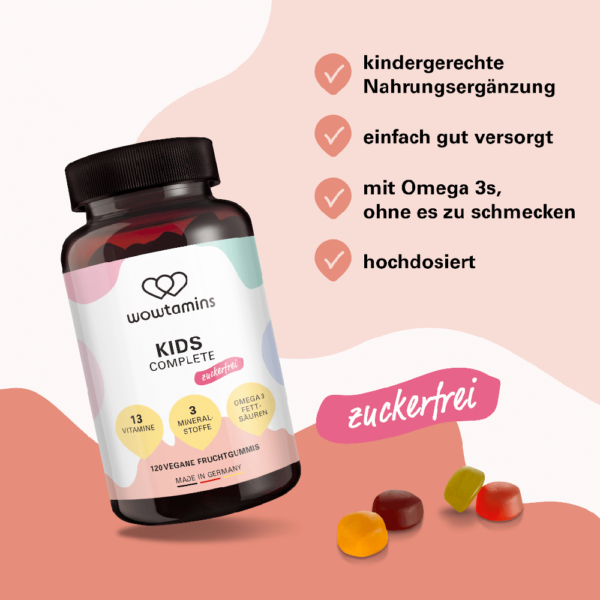 NatuGena wowtamins KIDS Complete zuckerfrei 120 Stück vegan – Bild 5