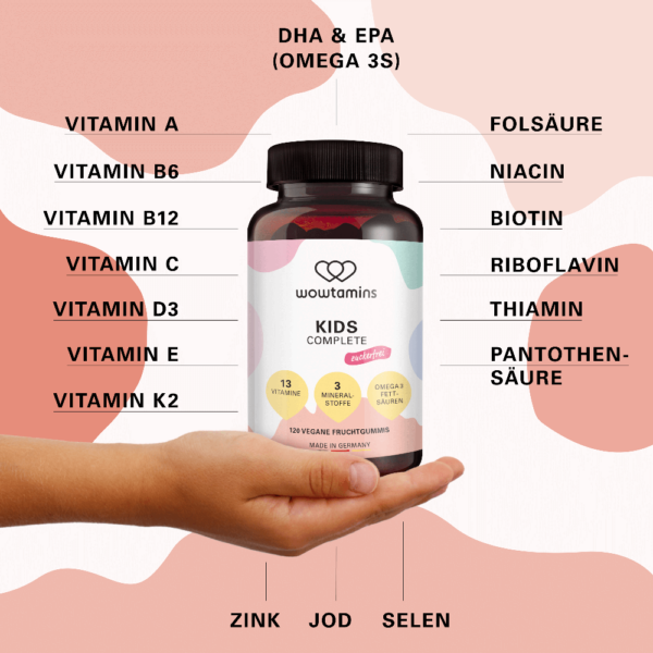 NatuGena wowtamins KIDS Complete zuckerfrei 120 Stück vegan – Bild 3