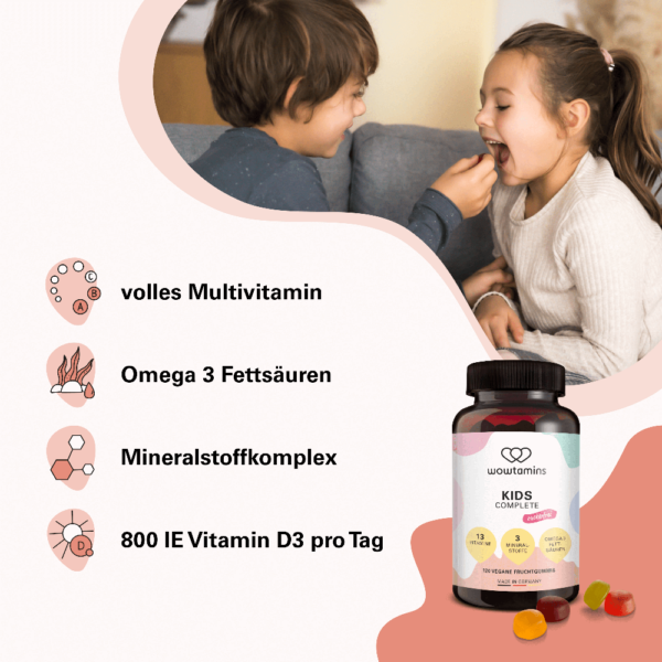 NatuGena wowtamins KIDS Complete zuckerfrei 120 Stück vegan – Bild 2